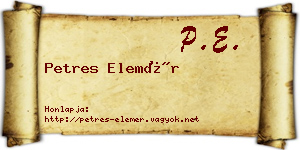 Petres Elemér névjegykártya